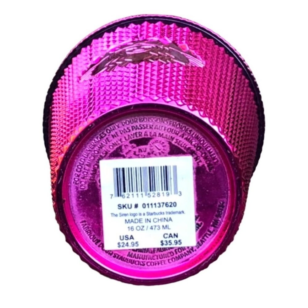 Starbucks Christmas 2022 Grande Sangria 24 oz Metallic Pink Studded Tumbler - Picture 6 of 8